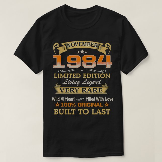 Camiseta Edição limitada novembro de 1984 Lenda viva 37º B (Frente do Design)