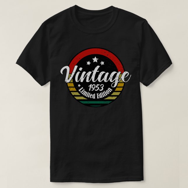 Camiseta Edição limitada Vintage, 1953, 70 Birthda (Frente do Design)