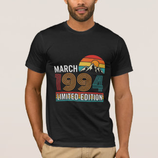 Camiseta Edição Limitada Vintage Março 1994 Retro Pôr do So