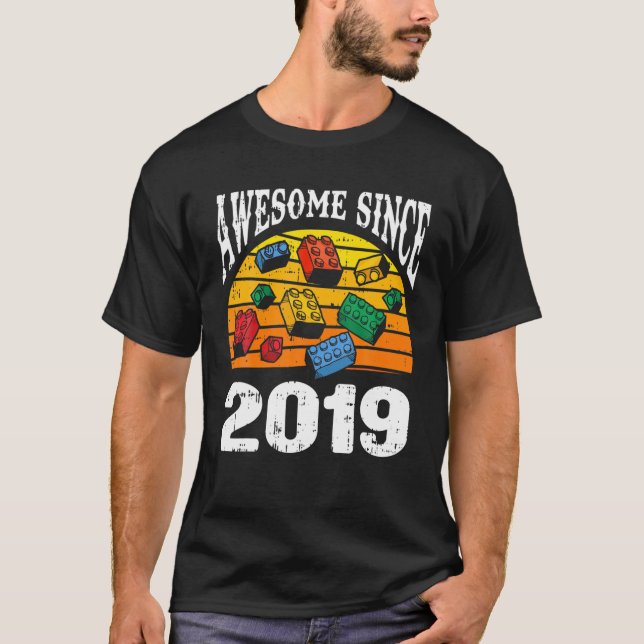 Camiseta Edifício Blocks Incrível Desde 2019 aniversário de (Frente)
