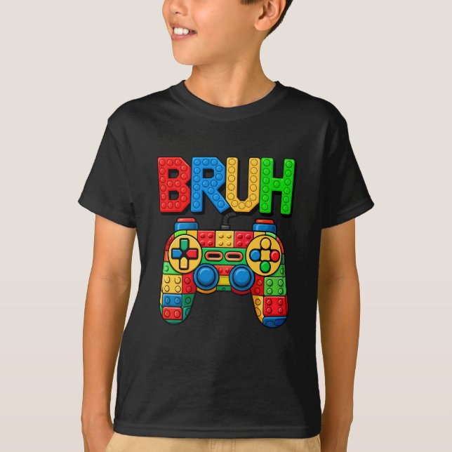 Camiseta Edifício Blocos Bruh Boys Aniversário de criança B (Frente)