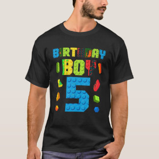 Camiseta Edifício Bricks 5 Birthday Boy 5 Year Maste