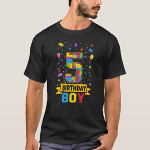 Camiseta Edifício Com 5 Anos De Idade Blocos 5 Aniversário