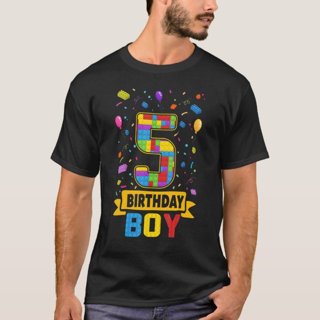 Camiseta Edifício Com 5 Anos De Idade Blocos 5 Aniversário (Frente)