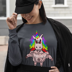 Camiseta Edifício de corpo unicórnio Muscular do Cabelo A