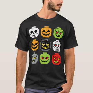 Camiseta Edifício de Halloween Tijolo Cabeça Adulto Homens