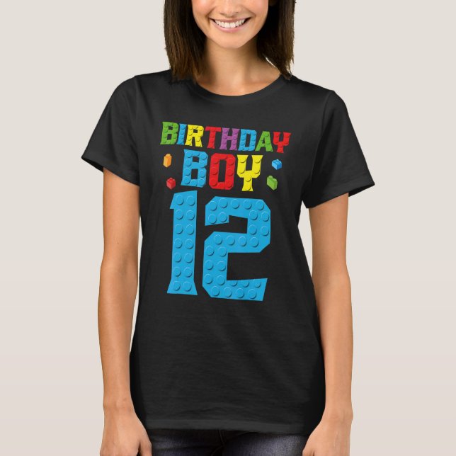 Camiseta Edifício Master Builder 12 Birthday Boy 12 Anos (Frente)