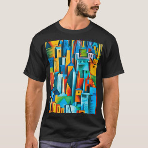 Camiseta Edifícios abstrato Cityscape Arranha-céus Arte T-S