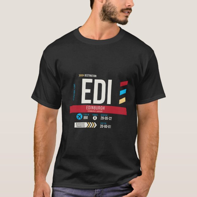 Camiseta Edinburgh Edi Airport Code Viagem Day Scotland (Frente)