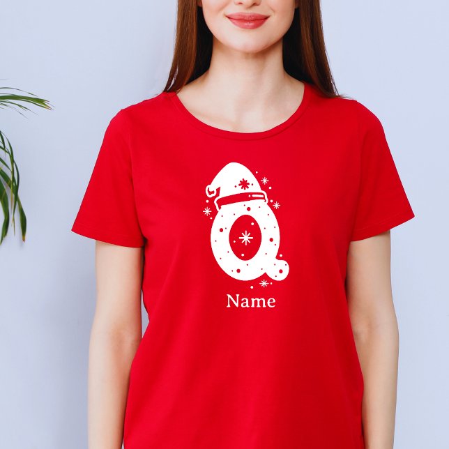 Camiseta Editable Color Christmas Monogram Custom Name (Criador carregado)