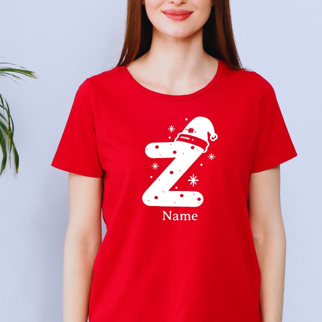 Camiseta Editable Color Christmas Monogram Custom Name (Criador carregado)