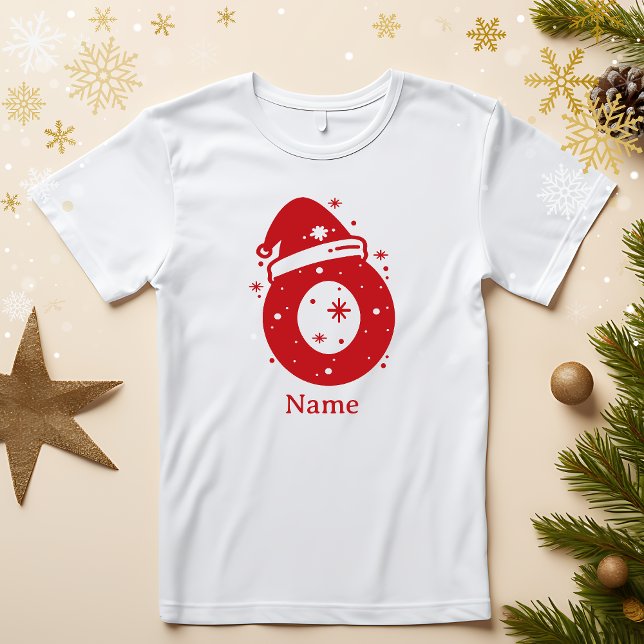 Camiseta Editable Color Christmas Monogram Custom Name (Criador carregado)