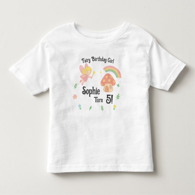 Camiseta Editable Crayon Style – Fairy Mushroom Forest (Frente)
