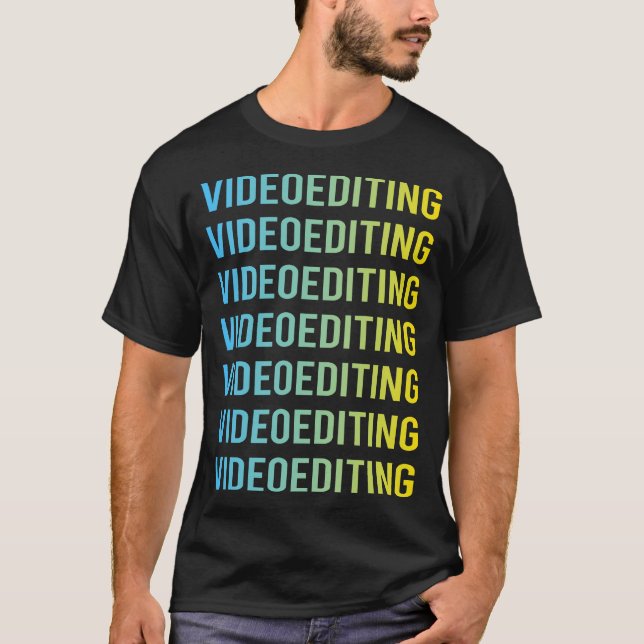 Camiseta Editor de Edição de Vídeo Amarelo Azul (Frente)