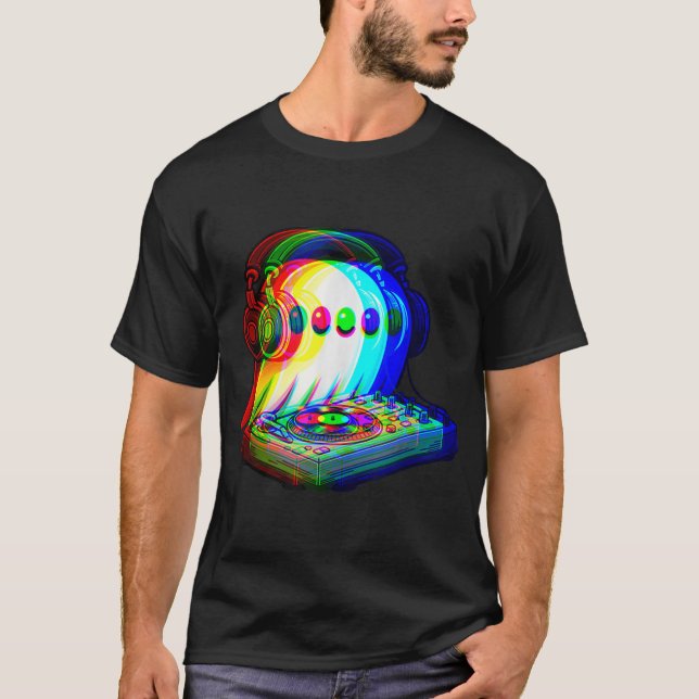 Camiseta Edm De Illusão Óptica Dj Do Fantasma Da Música Da  (Frente)