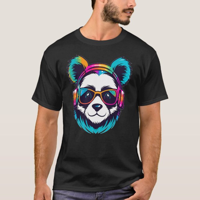 Camiseta EDM Festival Rainbow Rave Panda (Frente)