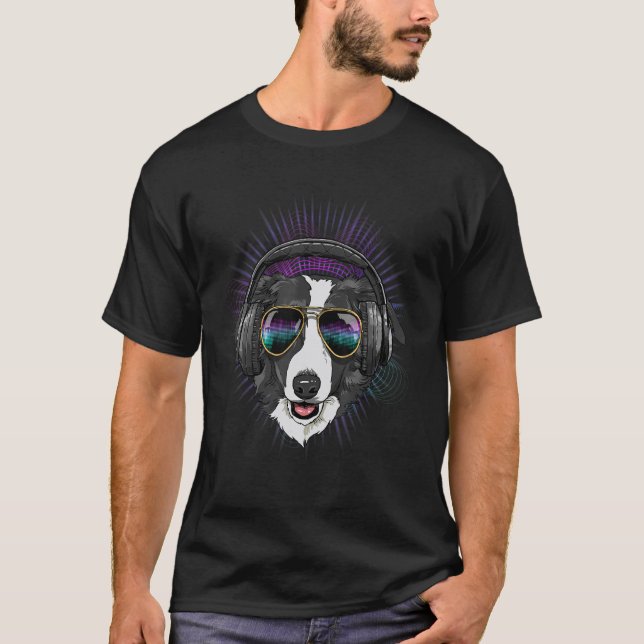 Camiseta EDM House Music DJ Border Collie Music  Music Arti (Frente)