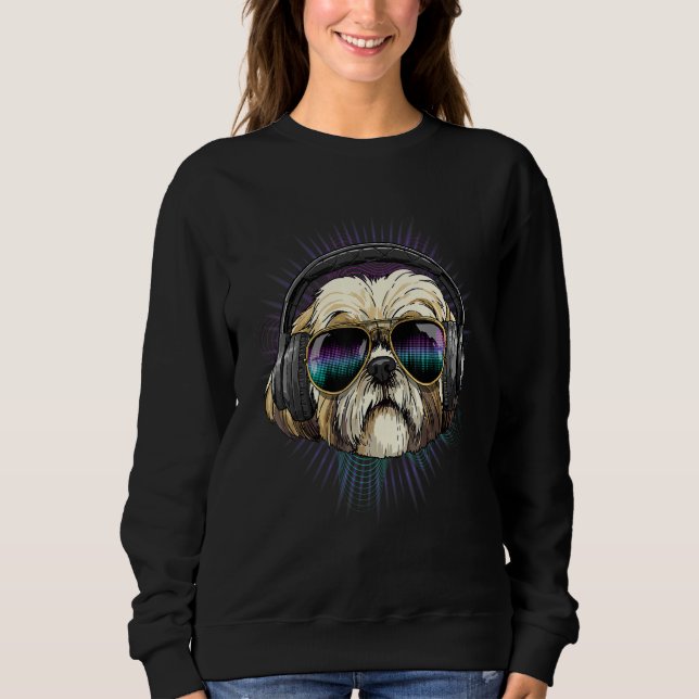 Camiseta EDM House Music DJ Shih Tzu Dog Pet Music  Music A (Frente)