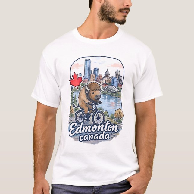 Camiseta Edmonton Alberta Ciclismo Bisonho Fofo (Frente)