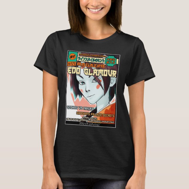Camiseta Edo Glamour The Fight of Geishas Against Ninjas in (Frente)