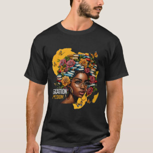 Camiseta Educação de História Negra É Liberdade Livros Prof