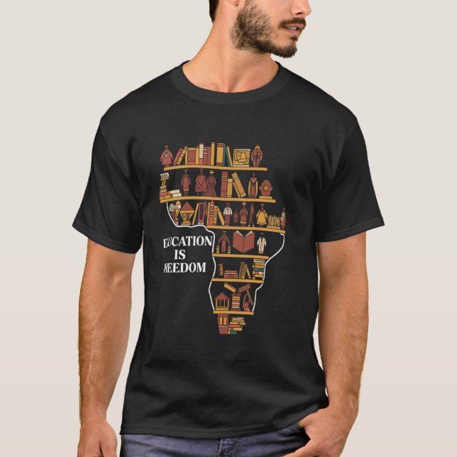 Camiseta Educação É Liberdade Mapa Africano Inspiração (Frente)
