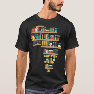 Camiseta Educação é livro de liberdade África Biblioteca