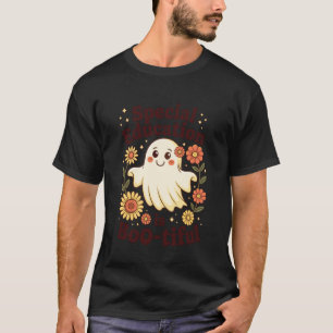 Camiseta Educação Especial é Fantasma Boo-Tiful com Flores