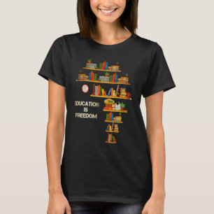 Camiseta Educação Liberdade África Mapa Bookshelf Black His