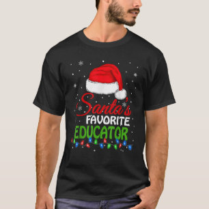 Camiseta Educador favorito Santa Hat fica engraçado C