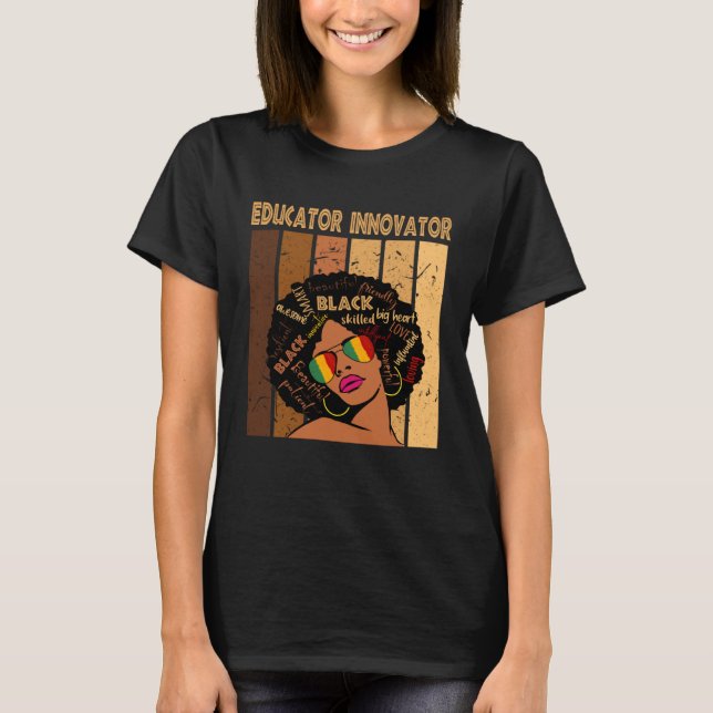 Camiseta Educador Negra Afro-Americano (Frente)