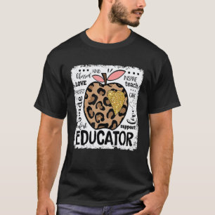 Camiseta Educador Professor Leopardo Maçã Amor Equipe De Vo