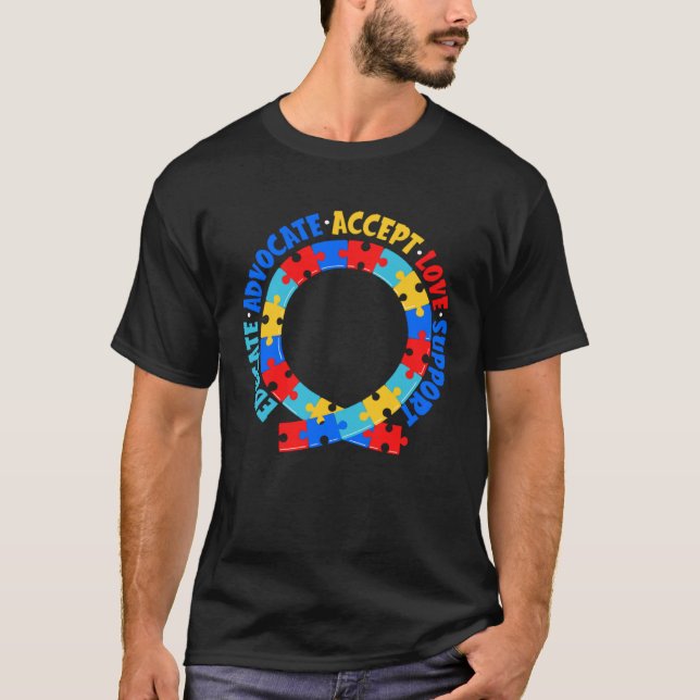 Camiseta Educar a conscientização do defensor do autismo pa (Frente)