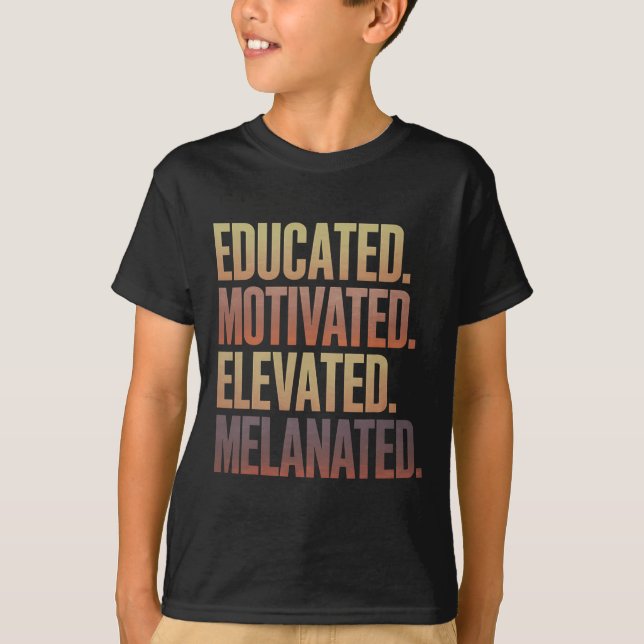 Camiseta Educated Motivated Elevated Melanated Black Histor (Frente)