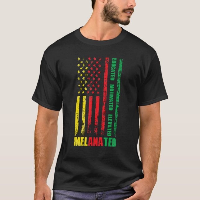 Camiseta Educated Motivated Elevated Melanated US Flag For  (Frente)