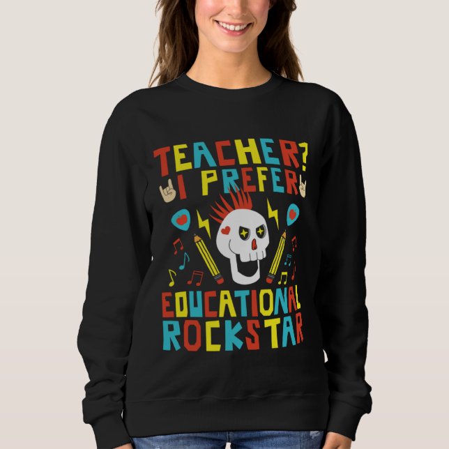 Camiseta Educational Rockstar Music Teacher First Day of Sc (Frente)