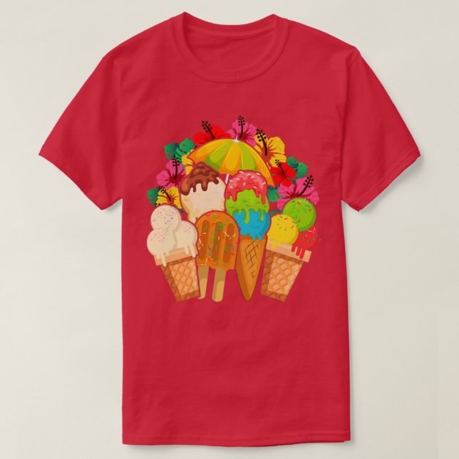 Camiseta Edulcorantes de Verão exóticos, derretida, gelado  (Frente do Design)