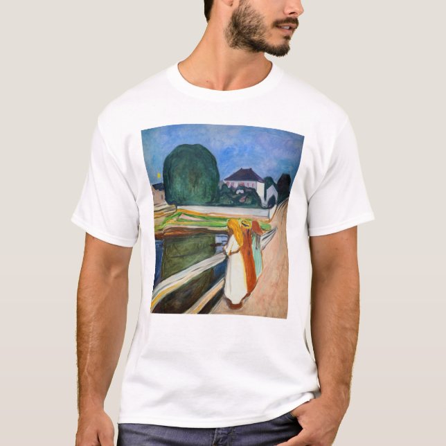 Camiseta Edvard Munch - As Meninas na Noite Branca da Ponte (Frente)