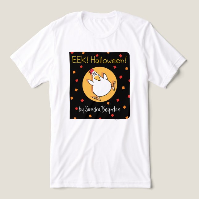 Camiseta EEK! HALLOWEEN! COBRIR do LIVRO Sandra Boynton (Design frontal)