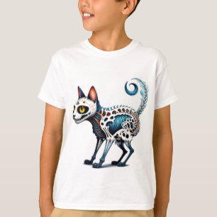 Camiseta Eerie Cat-Skull Fusion - Artística Detalhada