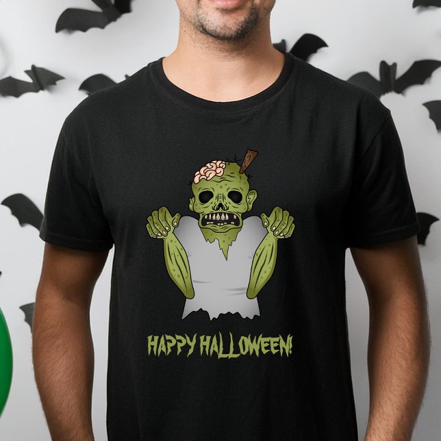 Camiseta Eerie Zombie Green Unbect Halloween Ghoul (Please note: This image is a digital mockup.)