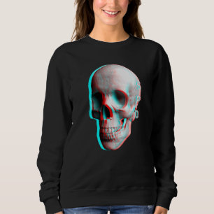 Camiseta Efeito 3 Dimensional Caveira Azul Vermelho
