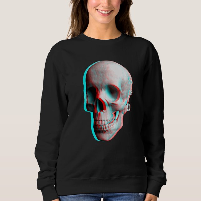 Camiseta Efeito 3 Dimensional Caveira Azul Vermelho (Frente)