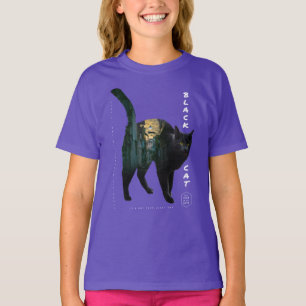 Camiseta Efeito de Exposição Dupla - Gato Preto