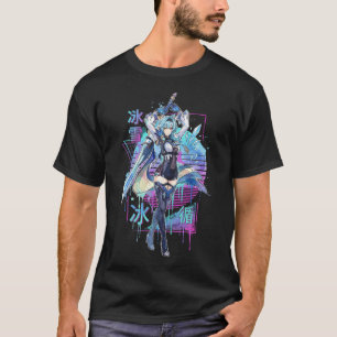 Camiseta Efeito de Glitch CRT Vaporwave Genshin Eula Lawren