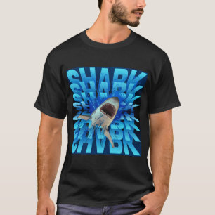 Camiseta efeito de texto tubarão tipografia