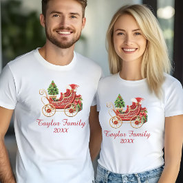 Camiseta Efeito do bordado da prega de Natal personalizado