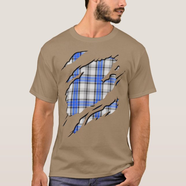 Camiseta Efeitos da xadrez de Tartan de Hannay do clã (Frente)