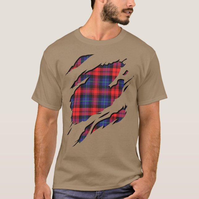 Camiseta Efeitos da xadrez de Tartan de MacLachlan do clã (Frente)