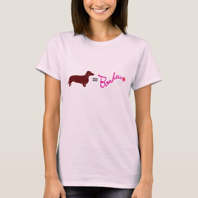 Camiseta Égale do bonheur dos Dachshunds (Frente)